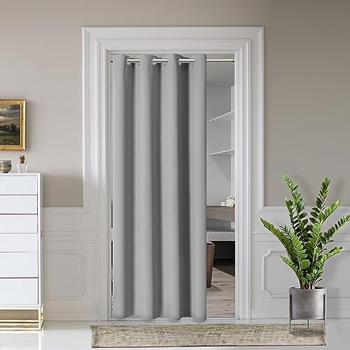 Photo 1 of AOSKY Door Curtains for Doorway Privacy, Light Grey Grommet Closet Curtains for Bedroom, Door Window Curtain, Light Blocking Thermal Insulation Drapes for Living Room Set of 1 Panels, 25" W x 40" L