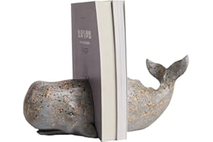 HAUCOZE Decorative Book Ends Whale Figurine Modern Statue Sculpture Table Centerpiece Crafts Polyresin Arts Gifts 24cm