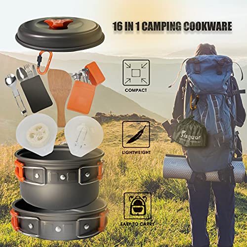 Bisgear Camping Cookware Mess Kit Portable Backpacking Cooking Pot