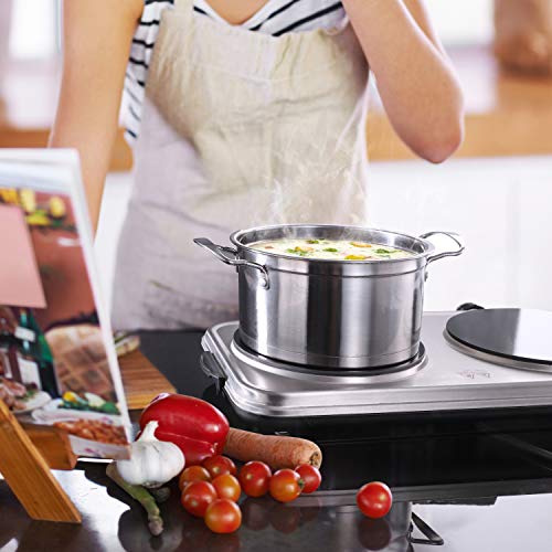SUNAVO Electric Infrared Burner, 1800W Ceramic Glass Hot Plate, 6 Power Levels Stainless Steel Double Burner for Kitchen Camping RV and More - Thumbnail 6