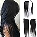 2 Pieces Black Clip in Hair Extensions Human Hair 14inch,Straight hair Hairpiece About 25g/pc,Cand Be Dyed