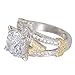 LAVUMO Round Cubic Zirconia Women Engagement Anniversary Promise Rings with Two Tone Gold plated