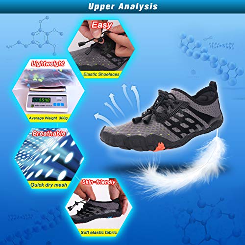 Ansbowey Mens Womens Water Shoes Quick-Dry Barefoot Aqua Shoes for Beach Swim Surfing Diving Walking Fitness Driving Yoga Outdoor Aerobics Sports Grey 4.5 M US Women/3.5 M US Men