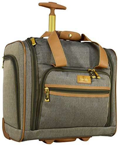 Nicole Miller Underseat Luggage Collection - Small Lightweight 15 Inch Under Seat Bag - Briefcase for Women - Carry On Suitcase with 2- Rolling Spinner Wheels (Taylor Grenn)