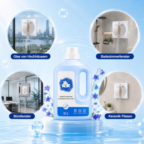 1L Cleaning Solution Compatible with ECOVACS Winbot W1 Pro, W2, W2 Pro Omni, Winbot Mini & Mini2, W2S, W2S Omni Window Cleaner Robot, Streak-Free Glass Cleaning Liquid for All Window Cleaning Robots