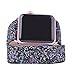 Apple Watch Band, iitee Double Tour Christmas Shiny Glitter Power Leather Bling Luxury iWatch Band Wristwatch Bracelet Strap Belt(Double Tour Black 38mm)
