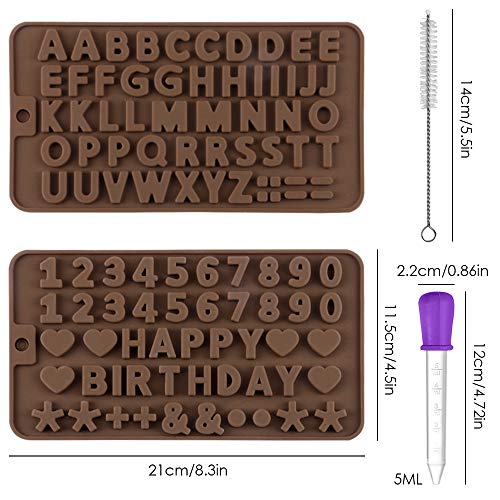 Silicone Letter Mold and Number Molds for Chocolate Candy,maxin 2 Pcs