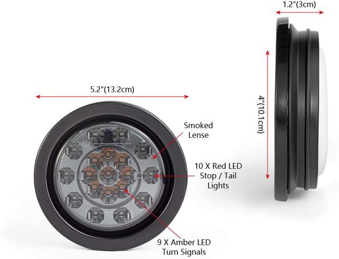 Alchemy Parts Car Van Truck Pick Up Trailer Rear Lights 4 inch LED Flush Mount Tinted Lens (Integrated Stop/Tail Lights) - Image 3