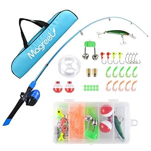 Magreel Canne à Pêche Enfant, Canne Téléscopiques Pour Enfant, Kit De Canne à Pêche Moulinet Ligne De Pêche Leurre Crochet Pour Pêche En Mer Rivière – 1,2m /1,5m