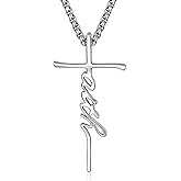 F4DEDAN Cross Necklace for Men 925 Sterling Silver Men's Cross Necklace Catholic Religious Gifts