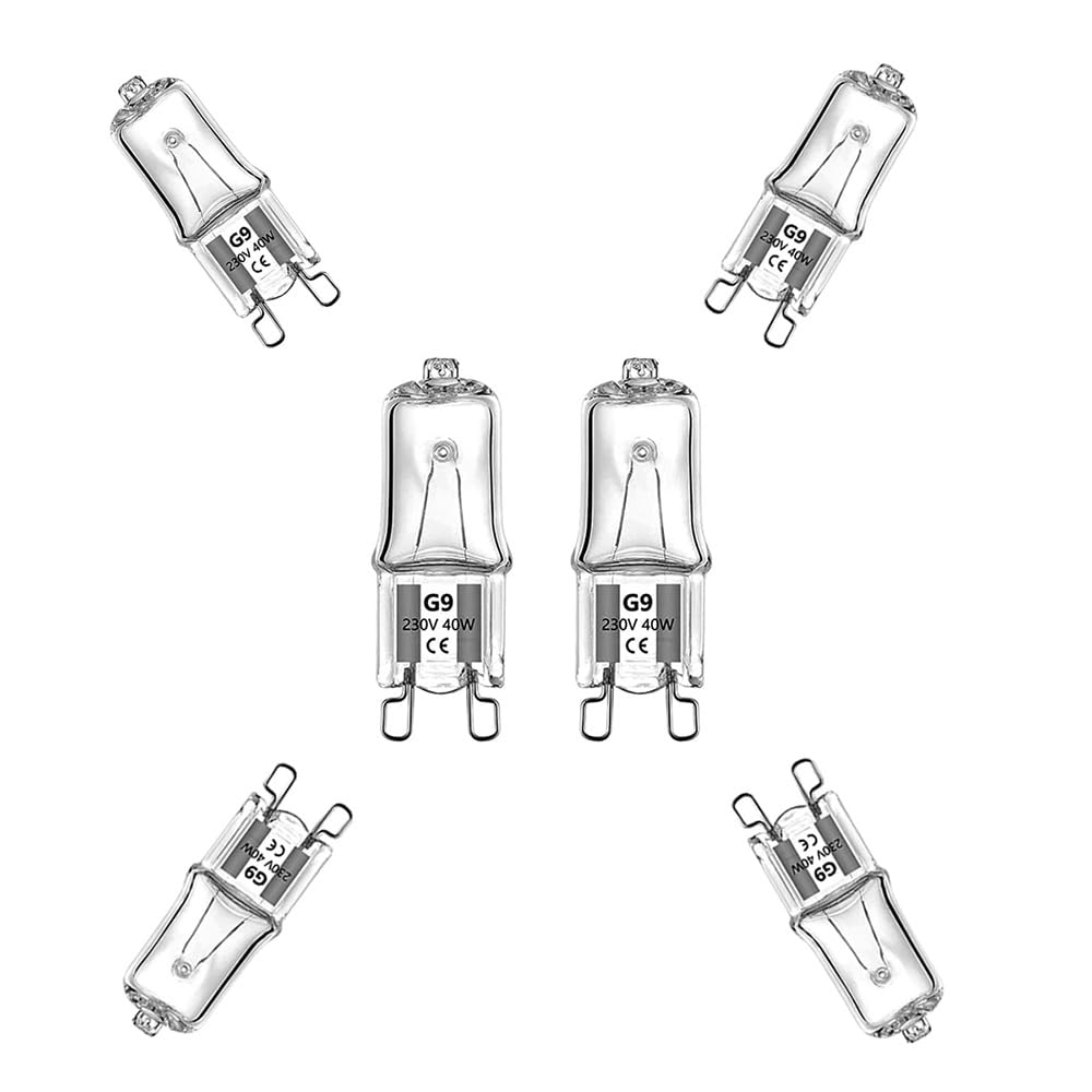 BXXKXMC G9 Halogen Light Bulbs 40W, No Flickering, Dimmable, 600lm, 2700K, G9 Capsule Bulb, Warm White…