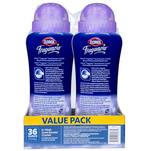 CLOROX FRAGANZIA IN-WASH SCENT BOOSTER CRYSTALS IN DREAMY JASMINE SCENT, TWINPACK 2X 18OZ, TOTAL 36OZ| LAUNDRY SCENT BOOSTER CRYSTALS | DREAMY JASMINE, LIGHT FLORAL LAUNDRY FRAGRANCE