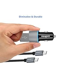 meagoes USB rápido PD Cargador de coche para Google Pixel 2 XL, MOTO Z2 Play, Samsung Galaxy S9 S9 + S8 S8 Plus Note 8, LG V30 G6, integrado entrega de potencia & cable de carga rápida 3.0 Chips, con 2-pack USB C