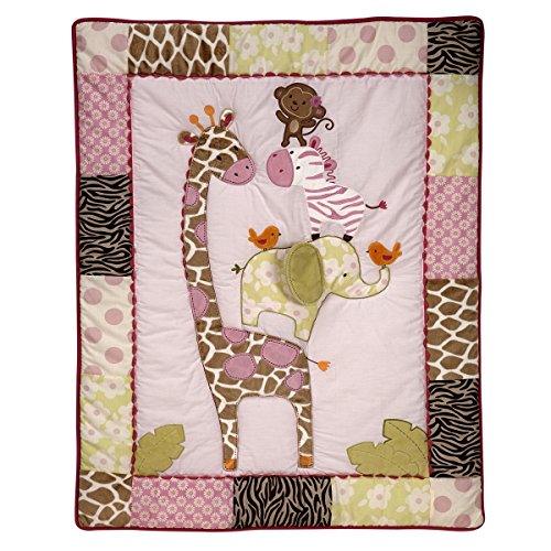 Carter's Jungle Collection 7Piece Nursery Crib Bedding Set, Pink/Lime
