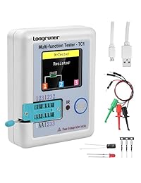 Longruner   Transistor multifunción de retroiluminación TFT LCR TC1 para condensador de diodo, triodo, resistencia, transistor LCR ESR NPN PNP MOSFET LW21 (1,8 pulgadas)