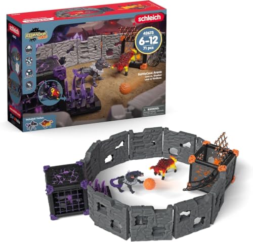 Schleich ELDRADOR Creatures | Battle Cave Arena: Lava vs. Ombra 42673 | Set con 2 Battle Caves, 2 Mostri & 2 Cristalli | Caverne impilabili in Arena | Giocattolo dai 7 Anni | 71 Pezzi