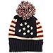 Winter Vintage Stars Stripe Knit USA Flag Beanie Skull Ski Pom Pom Hat Cap Navy, Unisex, One Size