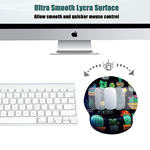 Ergonomic Mouse Pad with Wrist Support,Dooke Cute Wrist Pad with Non-Slip Rubber Base for Computer, Laptop, Home Office Gaming, Working, Easy Typing & Pain Relief Cactus