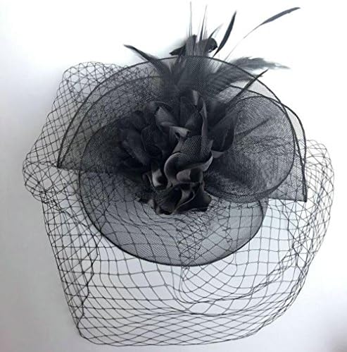 KHSKX-European And American Bride Headdress Feathers Retro Gauze Veil Small Hat Korean Wedding Headdress White Black Hair