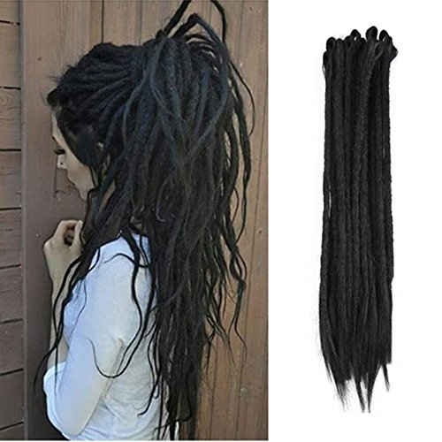 AOSOME 20pcs/pack Crochet Dreadlock Extensions Synthetic Braids Hair Extension 20inch,Black