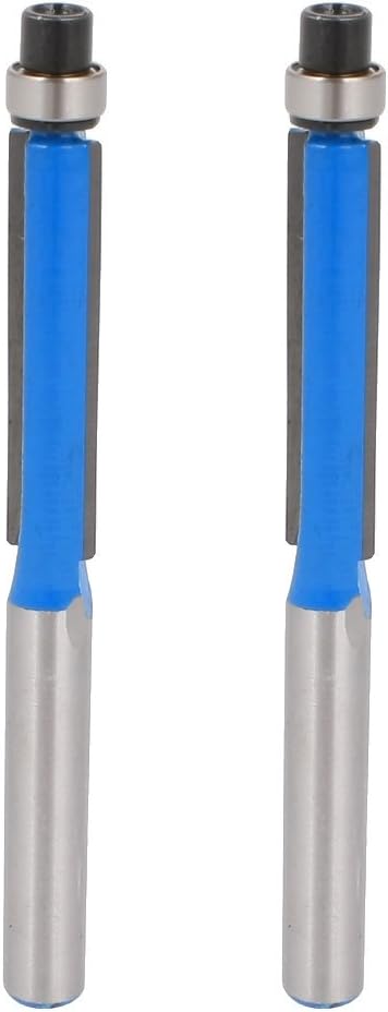 Sourcingmap Flush Trim Router Bit 1/4x1/ Inch 76mm 3 Inch Long 2 Edges for Carpenter Blue 2pcs, 1/4X1/4" 2pcs