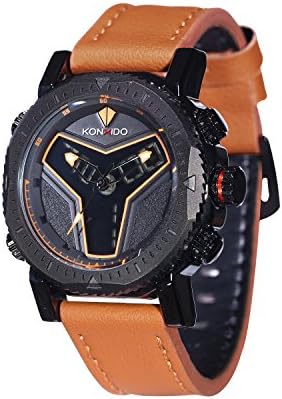 KOSSFER Men's Military Sport Wrist Watch Quartz Dual Movement with Analog-Digital Display Watches Big Face Sports Watch for Men Waterproof Military Wrist Watches in Black Silicone Band Orange