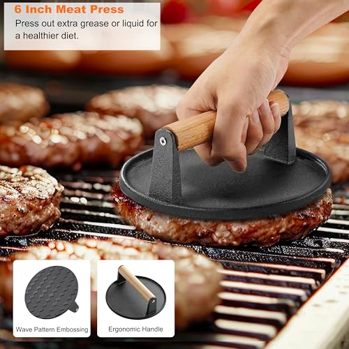 grilljoy Grill Accessories Set, Smash Burger Kit with Spatula Set, Smash Burger Press, Gift Plancha Kit Dad Men, 28 Pieces Utensils for Fire Bowl, Teppanyaki, Outdoor Barbecue, Camping
