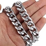 Trendsmax 14.5mm Heavy Polished Silver Tone Cut Curb Cuban Mens Chain Boys 316L Stainless Steel Necklace