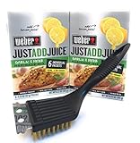 Weber Just Add Juice Marinade for Chicken and Pork NET WT 6.72 OZ, Total of 12 Packets of Marinade and BBQ Time Brush and Scraper