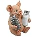 Decorative Pig Glass Salt and Pepper Shaker Set with Holder Stand in Farm Animal Figurines, Sculptures & Statues or Rustic Country Kitchen Decor and Restaurant Table Spice Rack Decorations As Gifts