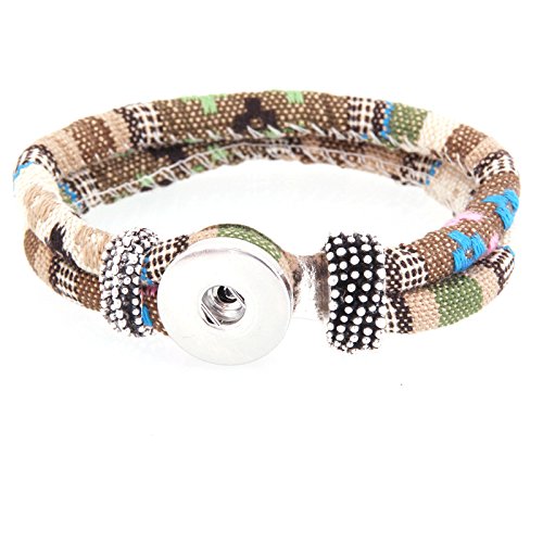 Pack of 10 Multicolors Artificial Leather 21cm Snap Bracelets for 5.5mm DIY Snaps 18mm-20mm Snap Button Charms