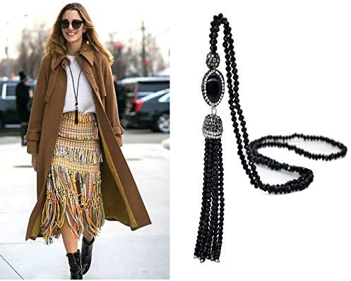 Kasima Luxurious Agate Pendant Handmade Crystal Beads Long Chian Necklace Bohemia Winter Sweater Tassel Necklace