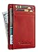 Travelambo Front Pocket Minimalist Leather Slim Wallet RFID Blocking Medium Size(crazy horse red)