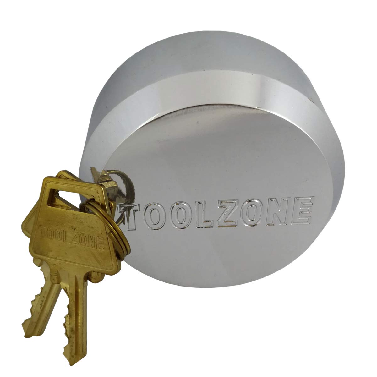 Heavy Duty Chrome Plated Steel 73mm Round Concealed Padlock with 2 Brass Keys (Lock)