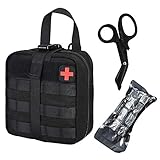 GRULLIN Tactical MOLLE IFAK Pouch+Stainless Steel Bandage Scissors Heavy Duty Set:Rip-Away EMT First Aid Kit Emergency Survival Gear Bag Medical Trauma Shears