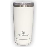 JavaJams 20 oz Bluetooth Speaker Tumbler – Stainless Steel Travel Coffee Mug for Hot & Cold Drinks, Leak-Proof Insulated Cup with Lid, Portable Music Travel Tumbler with Double Wall Design (White)