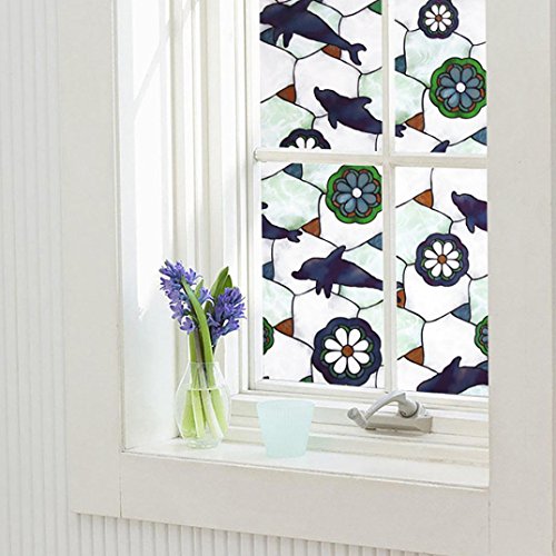 certainPL Colorful Dolphin Removable Shading Insulation Stickers Bathroom Home Decoration (Multi)