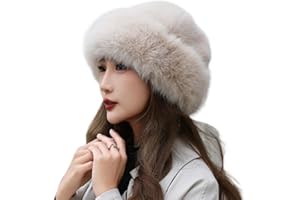 BSYLOO Thickened Faux Fur Warm Hat, Luxurious Women’s Faux Mink Mongolian Hat, Versatile New Winter Beret for Women Girls