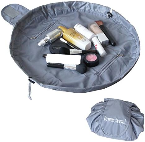 Lazy Portable Makeup Bag Travel Cosmetic Bag Waterproof Drawstring Toiletry Storage Organizer Casual Style for Women&Girls
