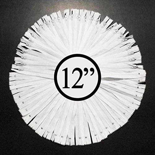 KGS 12 inch Nylon Zipper Zipper | 100 Zippers/Pack (White)