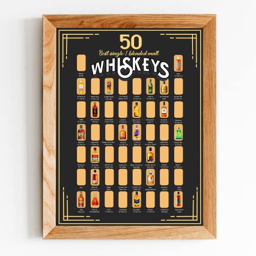 Whiskey poster 50 Best Whiskeys Scratch Off Poster Whiskey Bucket