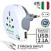 Q2Power World to Italy Travel Adapter with USB Port, for Type L Outlets, Grounded and Safe, Works with Laptops, Computers, Smartphone Chargers, Portable Devices