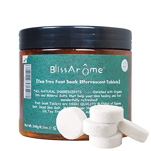 Tea Tree Oil Foot Soak Bombs Tablets for Athletes Foot Soaking with Tea tree oil and more, Foot Spa Bath Pedicure Tools and Toenail fungus, Soothes Dry Calloused Heels – 8.5oz，30 Tablets