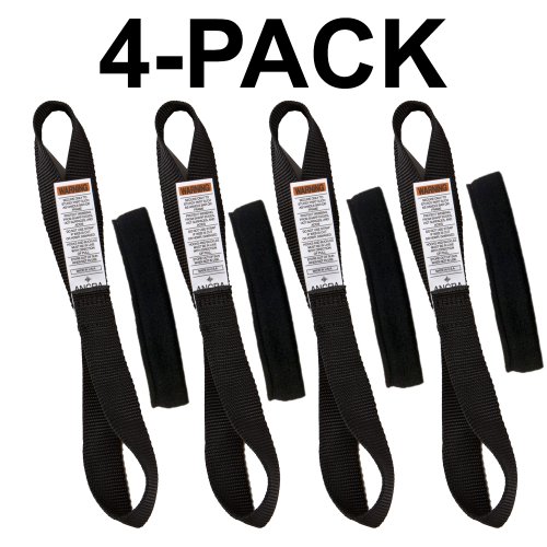 Ancra Tiedowns 12" Tie Down Extension w/ Fleeces - Black 4-Pack