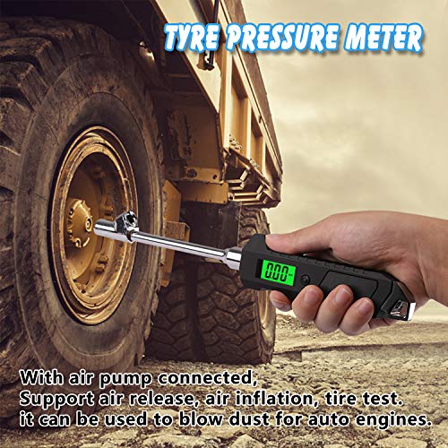 Fly5D Digital Tire Pressure Gauges (0-230 PSI) 4 Setting with Backlight LCD and Flashlight Dual Head RV Heavy Duty Monitoring System Made for Car Truck Motorcycle RV Bike - Thumbnail 5