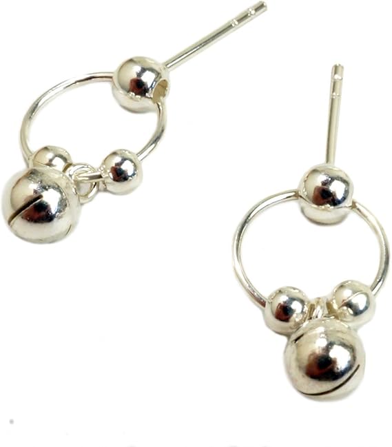 Amazon Co Jp シルバーピアス シルバー925 鈴 丸玉 サークル スタッドピアス ジュエリー