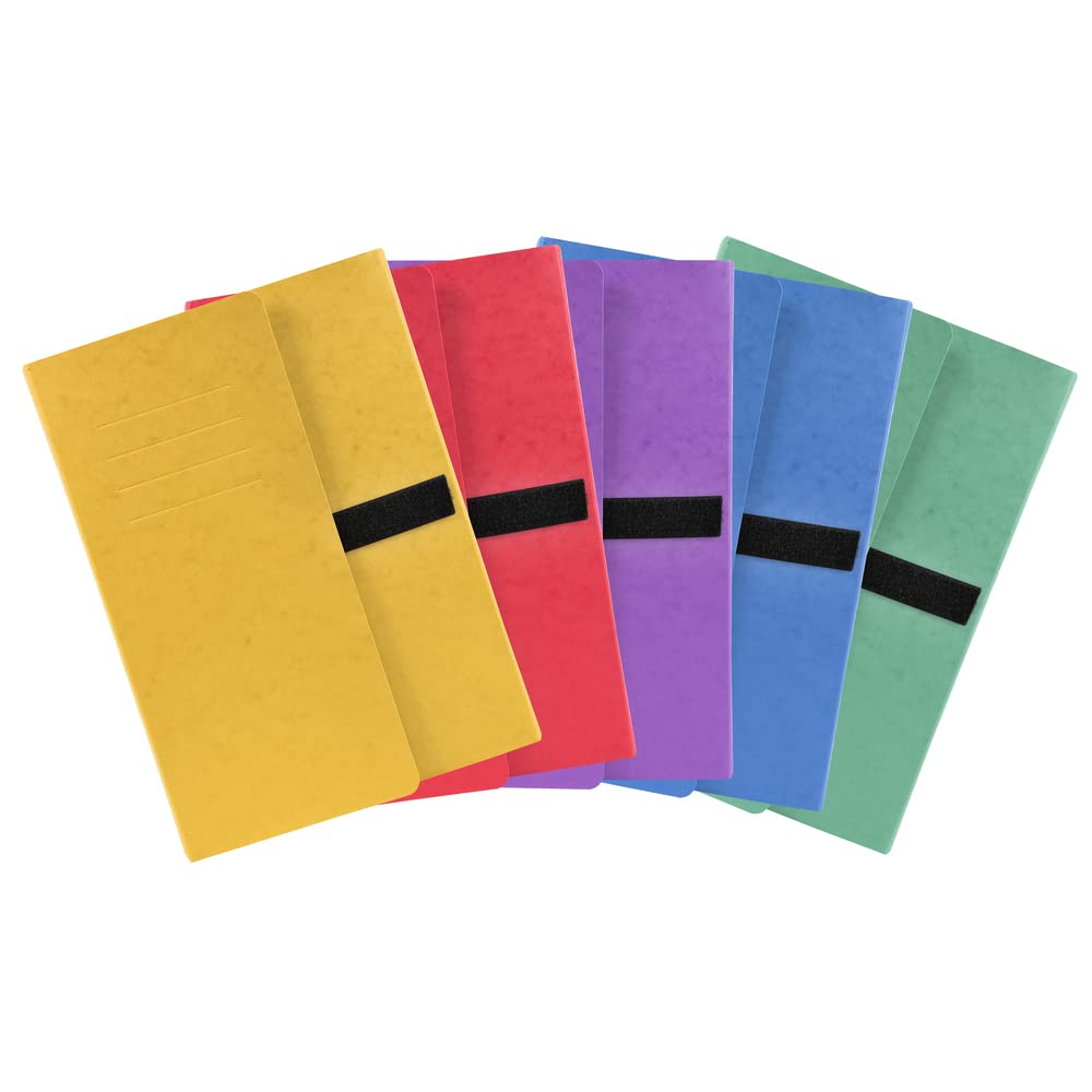 Exacompta - Ref. 740E - 1 Stretch folder with 3 glossy card flaps, Velcro strap - 24x32cm - Assorted colours
