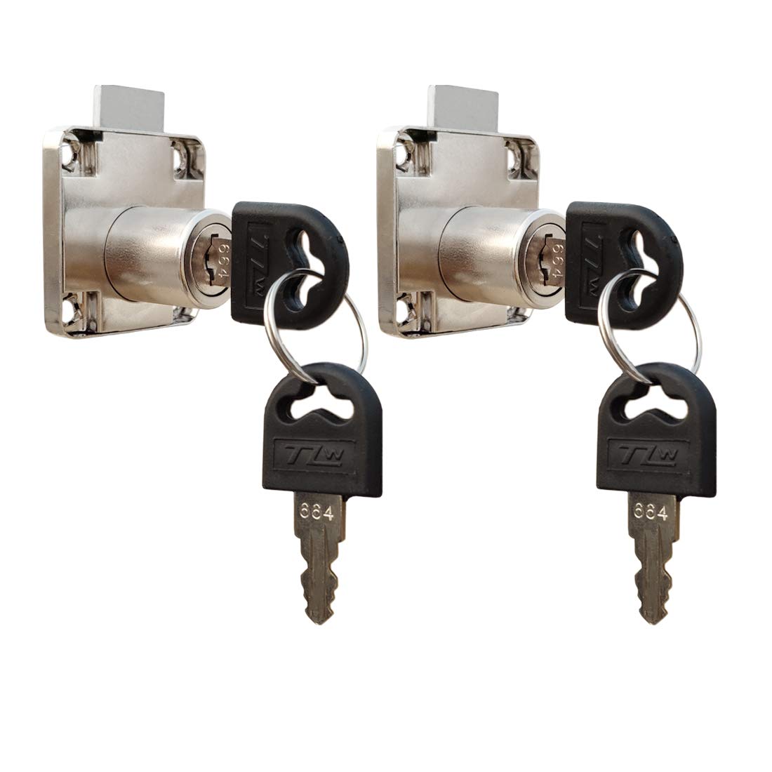 Photo 1 of VictorsHome Cam Drawer Lock - 3/4 Inch (19mm) Bore 7/8 Inch (21mm) Cylinder Length Chrome for Office Desk Cabinet Door, Keyed Alike, 2 Pcs