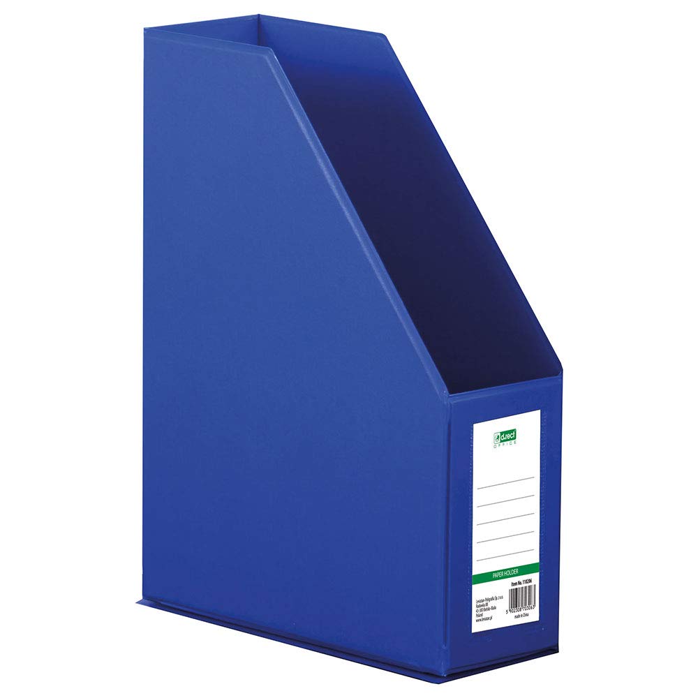 D.RECT Plastic Organiser, Magazine Holder, Magazine File with Viewing Window for Labelling PVC A4 90 mm, Foldable, Blue 110206 Rückenbreite 90 mm