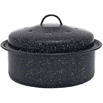 Granite Ware 0517-6 Covered Round Roaster Pan, Black